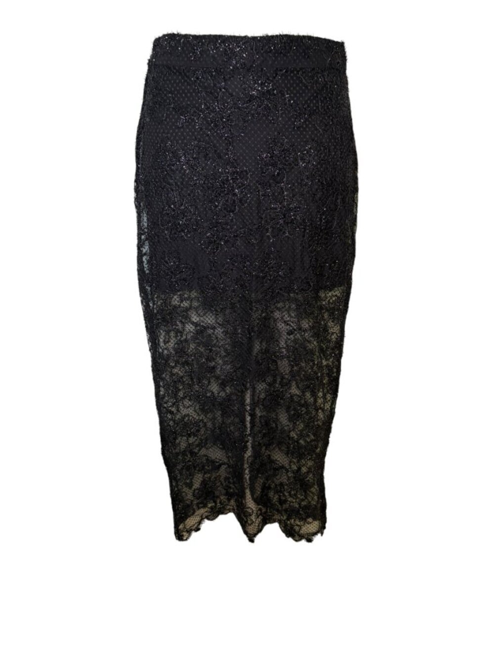 o.p.t Ren Black Lace Sheer Midi Skirt NWT Size 0 Party Glam - Picture 4 of 6
